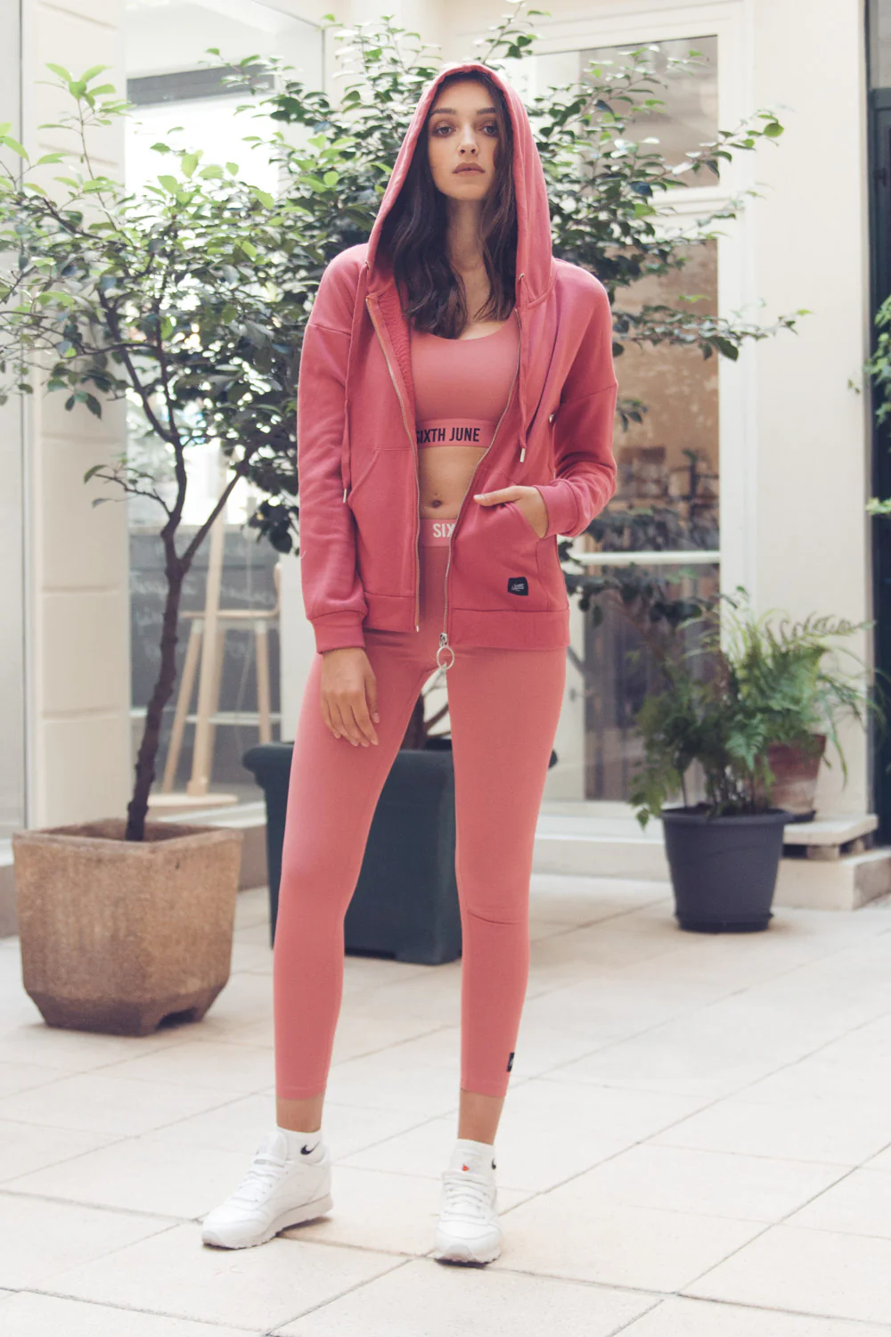 Sweat capuche classique zippé rose - Image 2