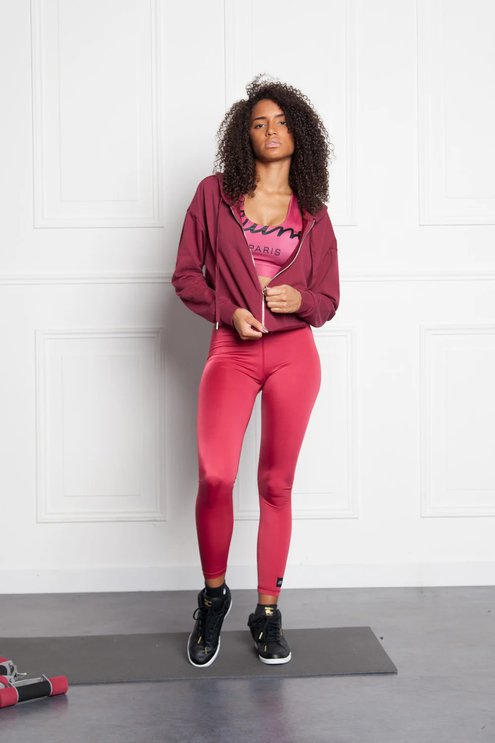 Sweat capuche zippé Sport bordeaux W2411VJA - Image 3