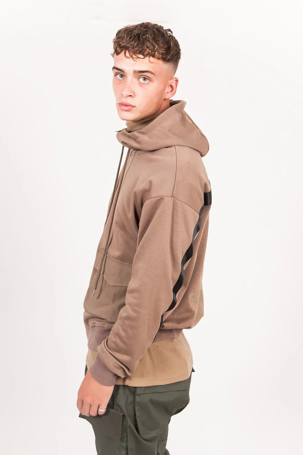 Sweat capuche zippée cargo beige - Image 5