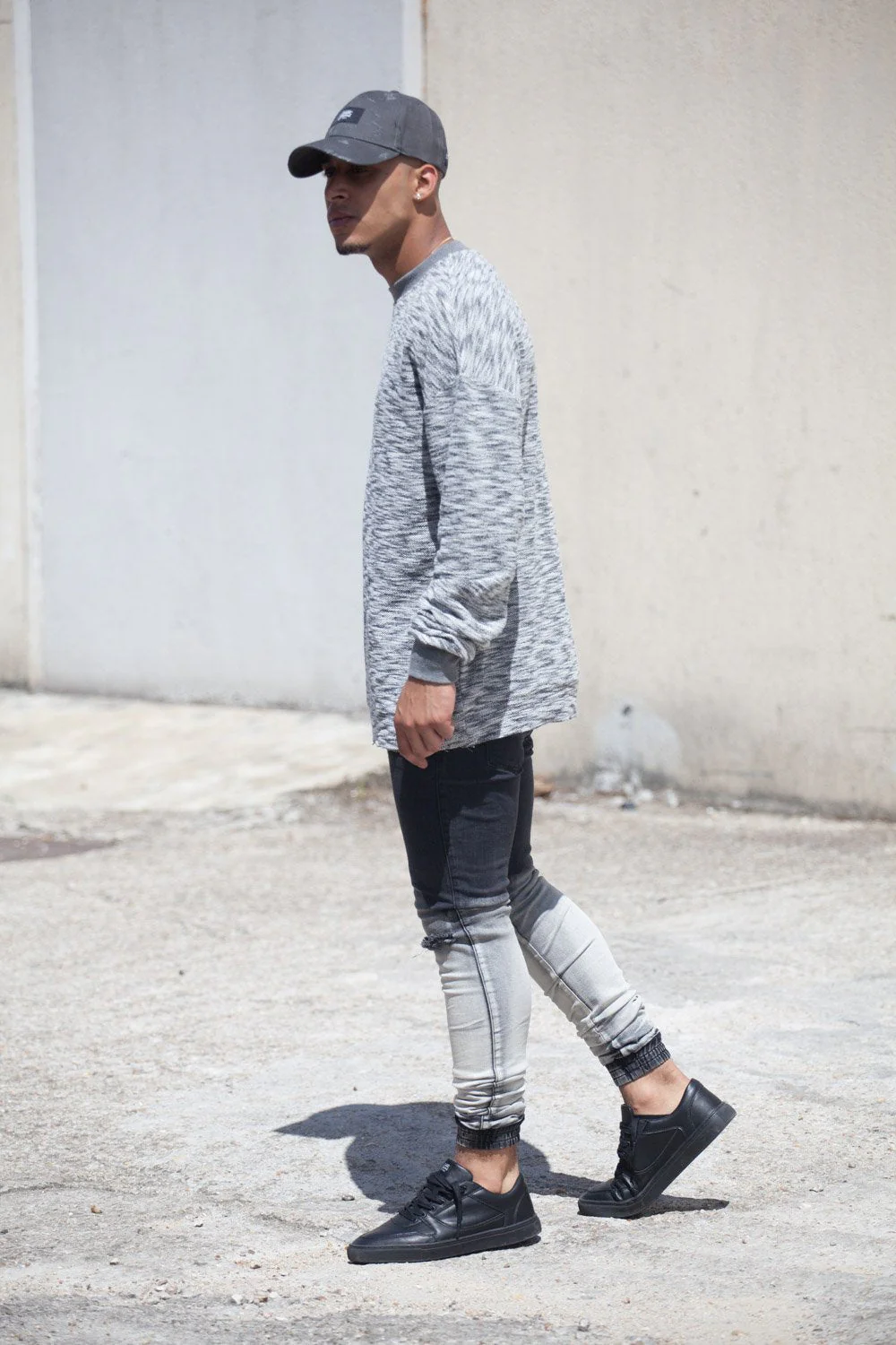 Sweat chiné basique gris M2209PSW - Image 2