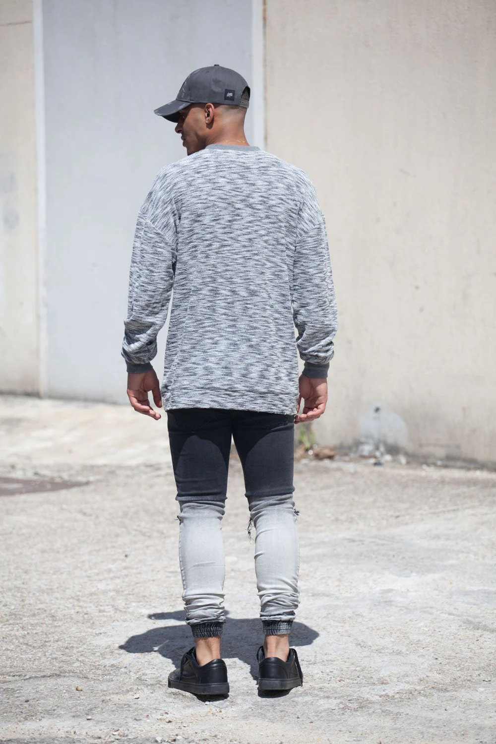 Sweat chiné basique gris M2209PSW - Image 3
