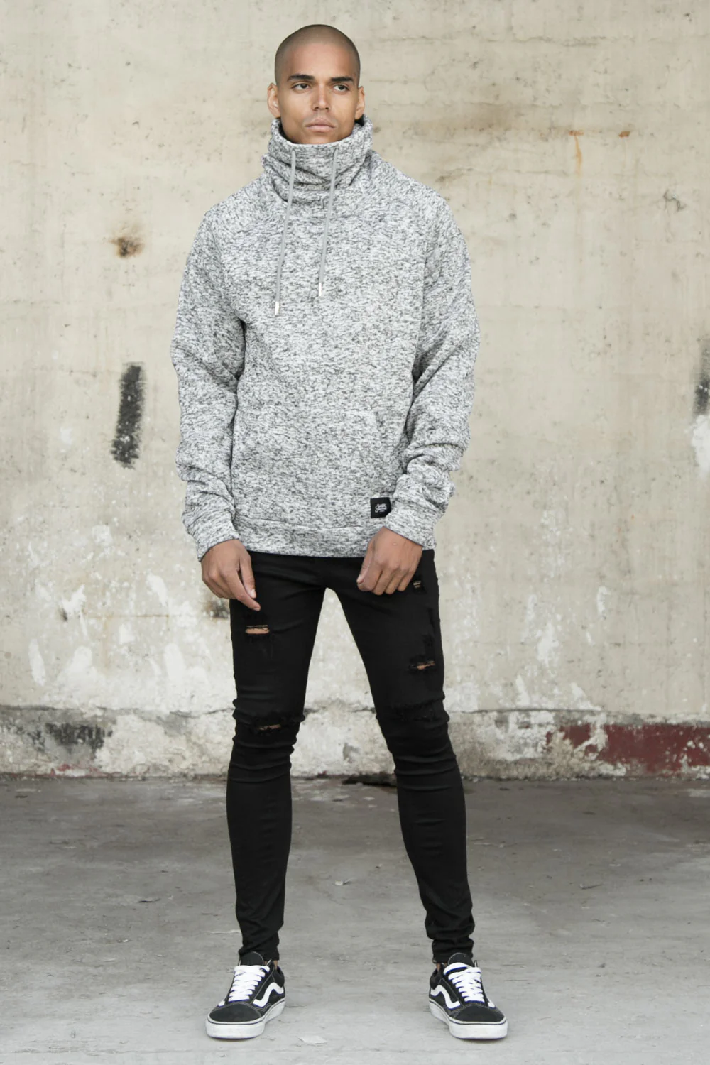 Sweat col montant chiné gris - Image 2