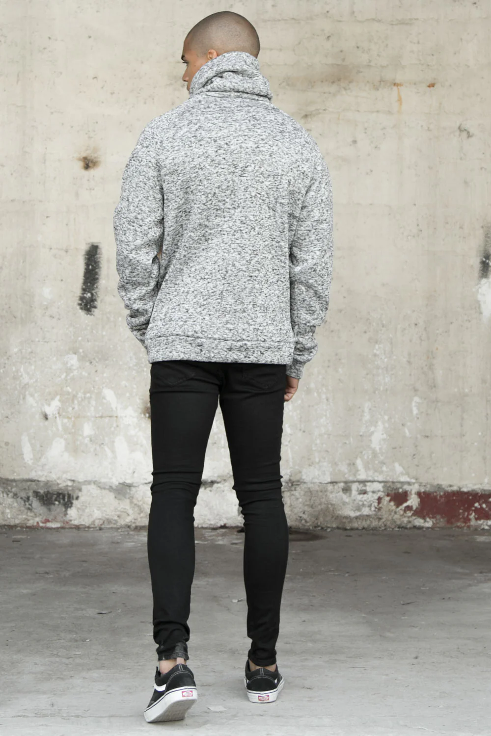 Sweat col montant chiné gris - Image 3