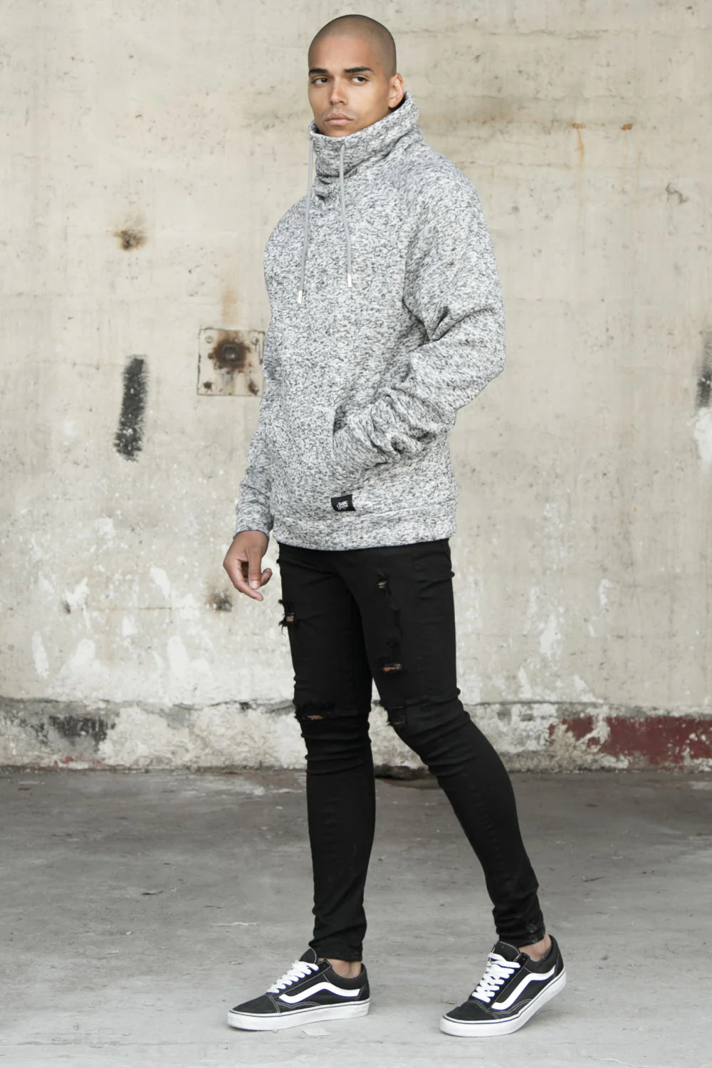 Sweat col montant chiné gris - Image 4