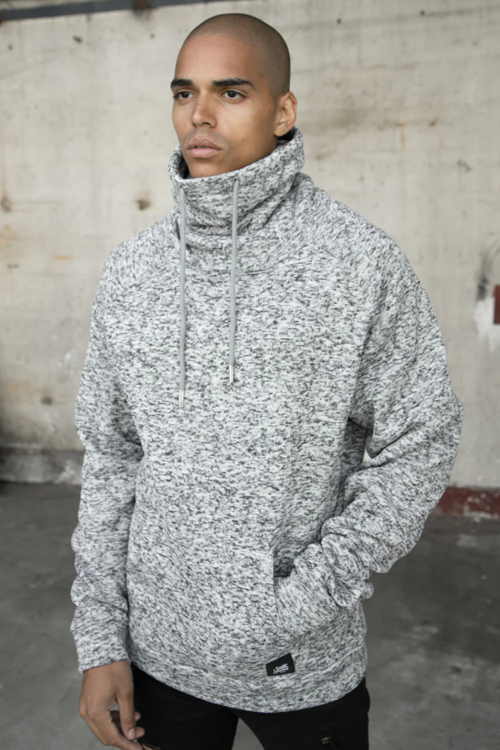 Sweat col montant chiné gris - Image 5