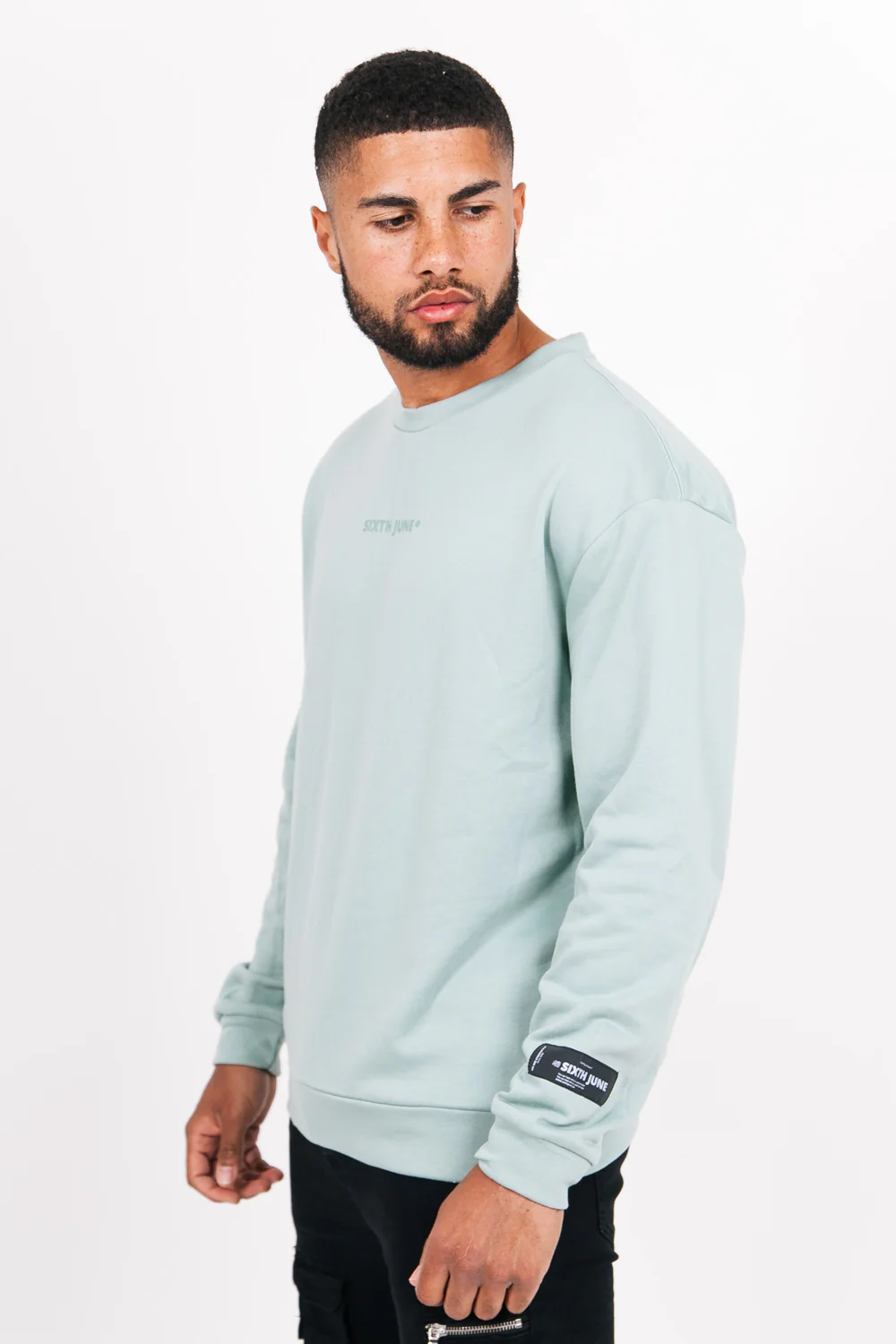 Sweat col rond logo turquoise - Image 3