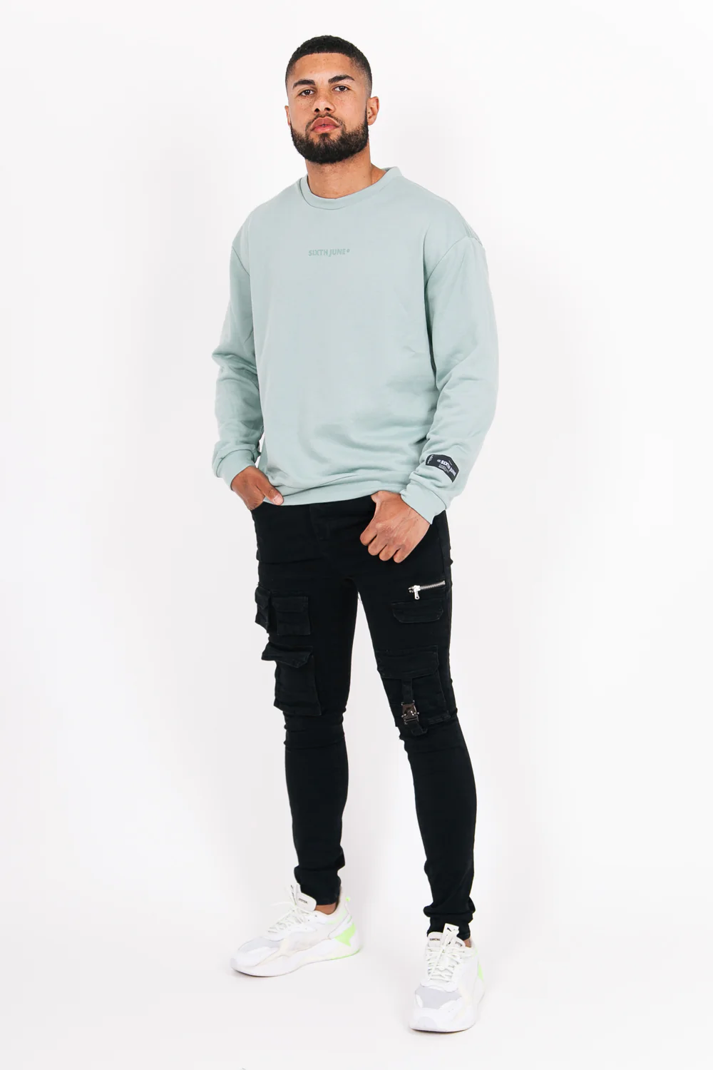 Sweat col rond logo turquoise - Image 5