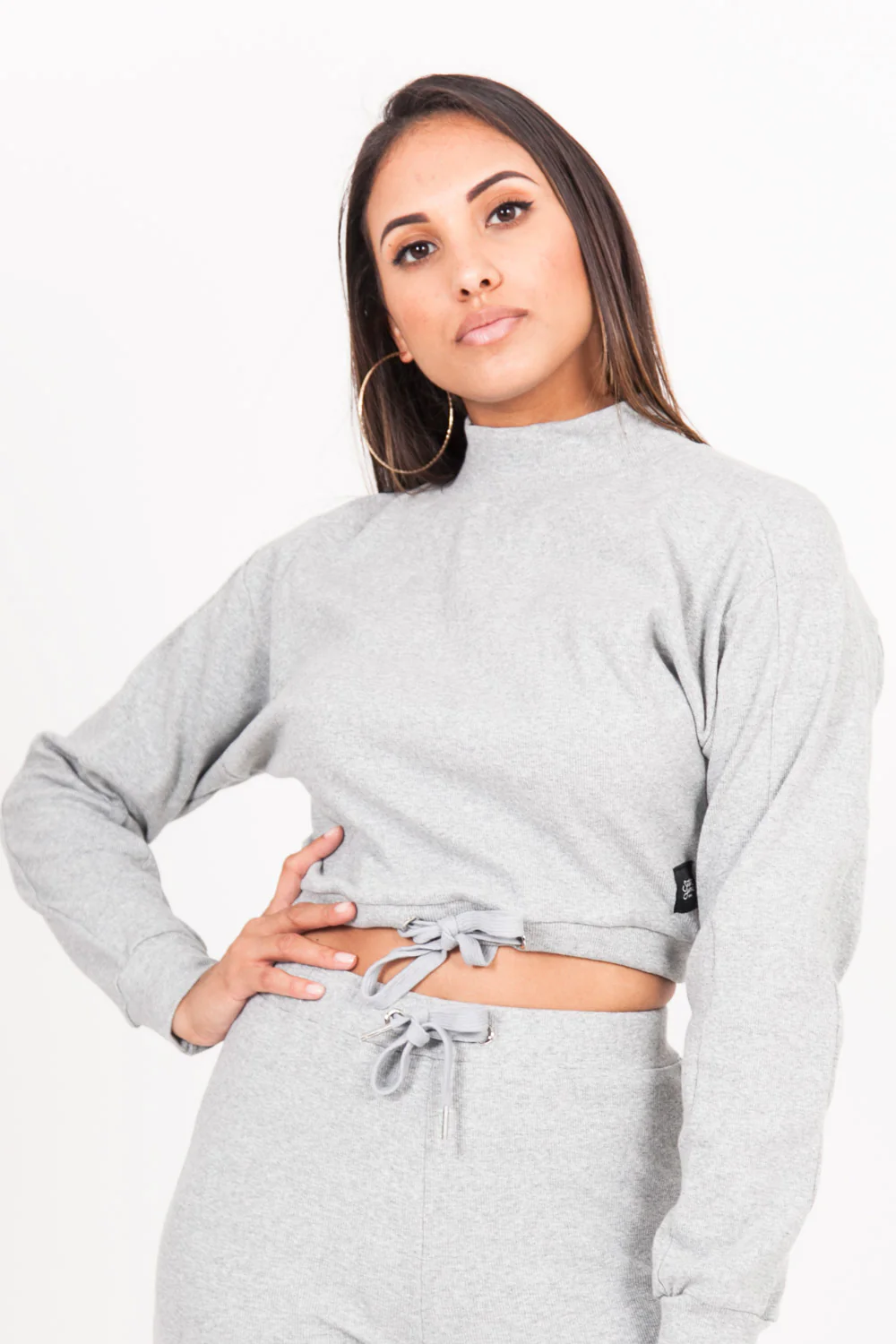 Pull cordon col montant gris - Image 2