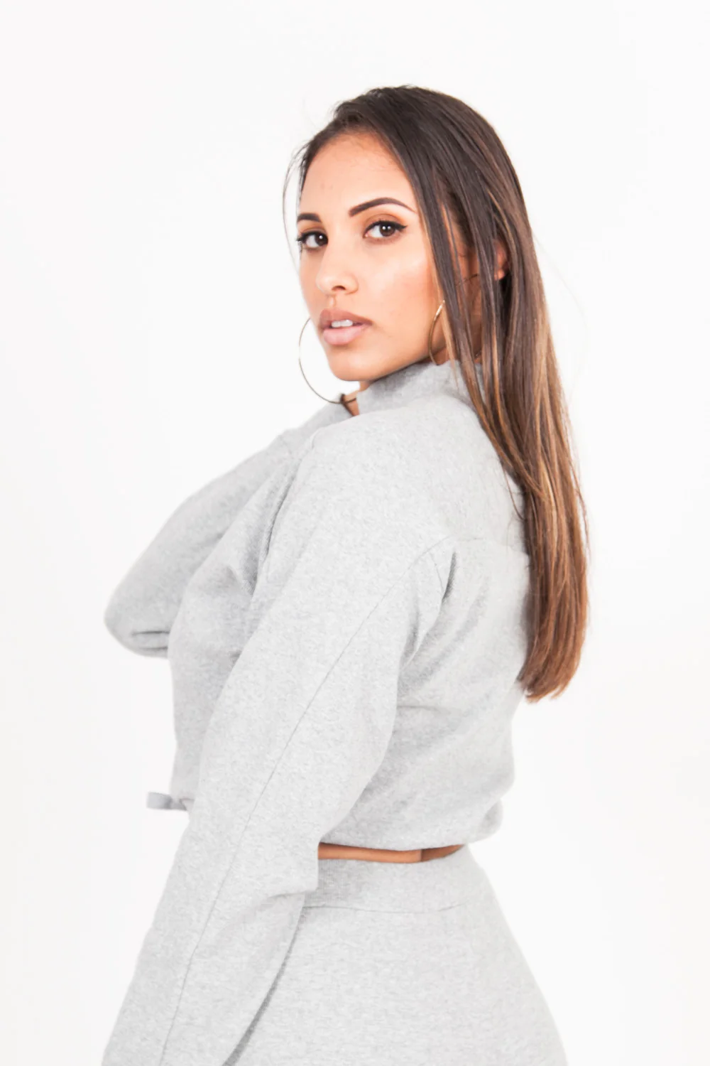 Pull cordon col montant gris - Image 5