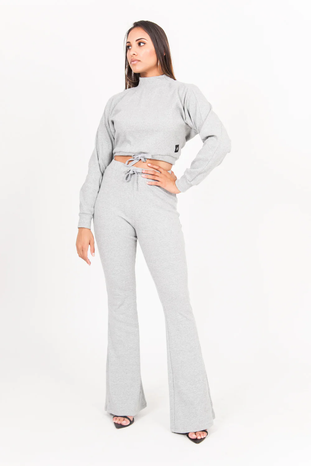 Pull cordon col montant gris - Image 6