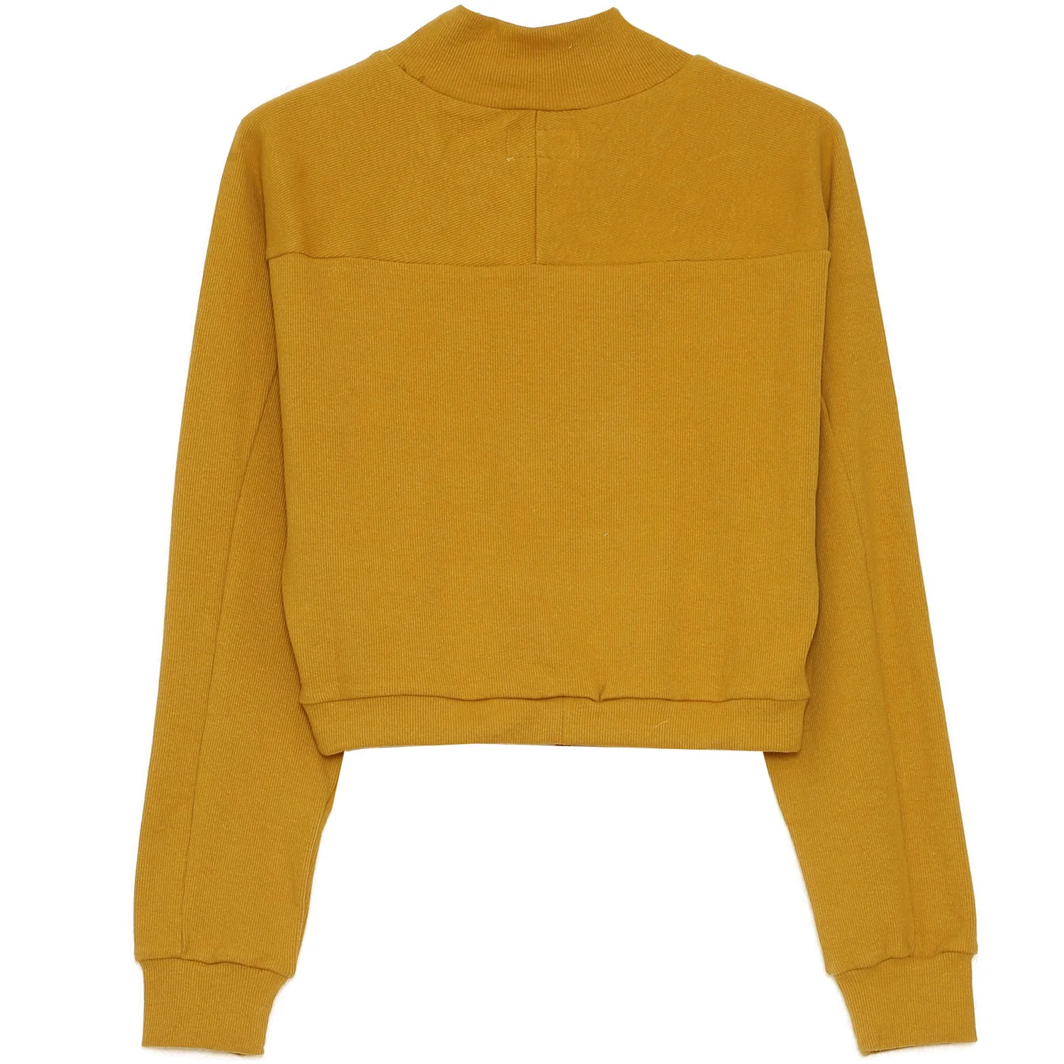 Pull cordon col montant moutarde - Image 8
