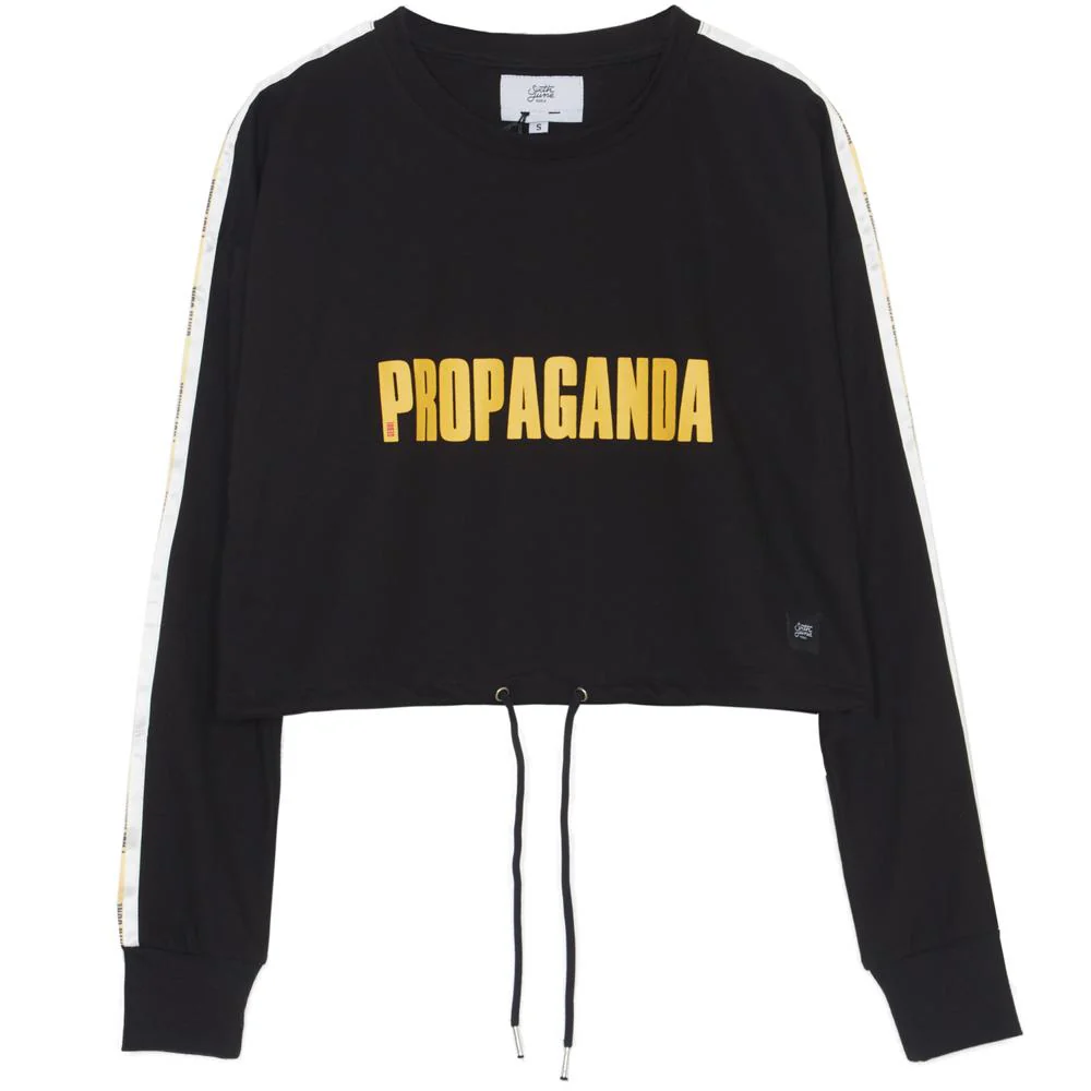 Sweat crop top bandes Propaganda noir - Image 5