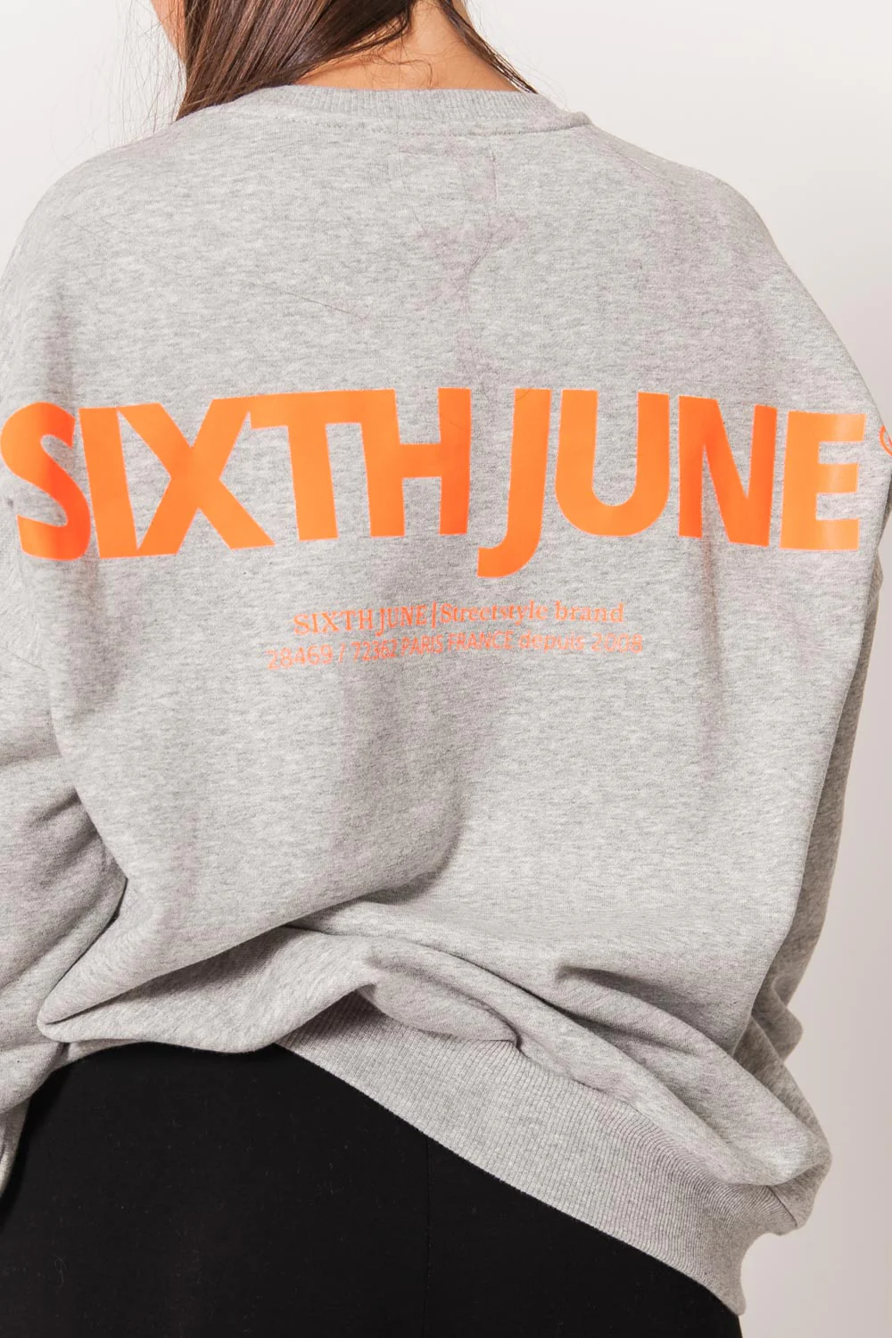 Sweat imprimé orange oversize gris - Image 3