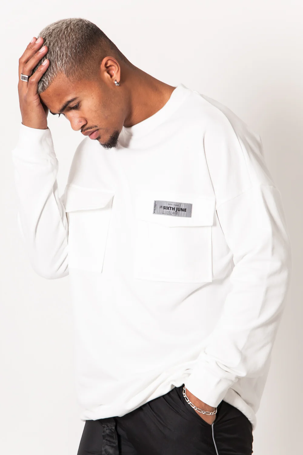 Sweat large élastique blanc cassé - Image 4