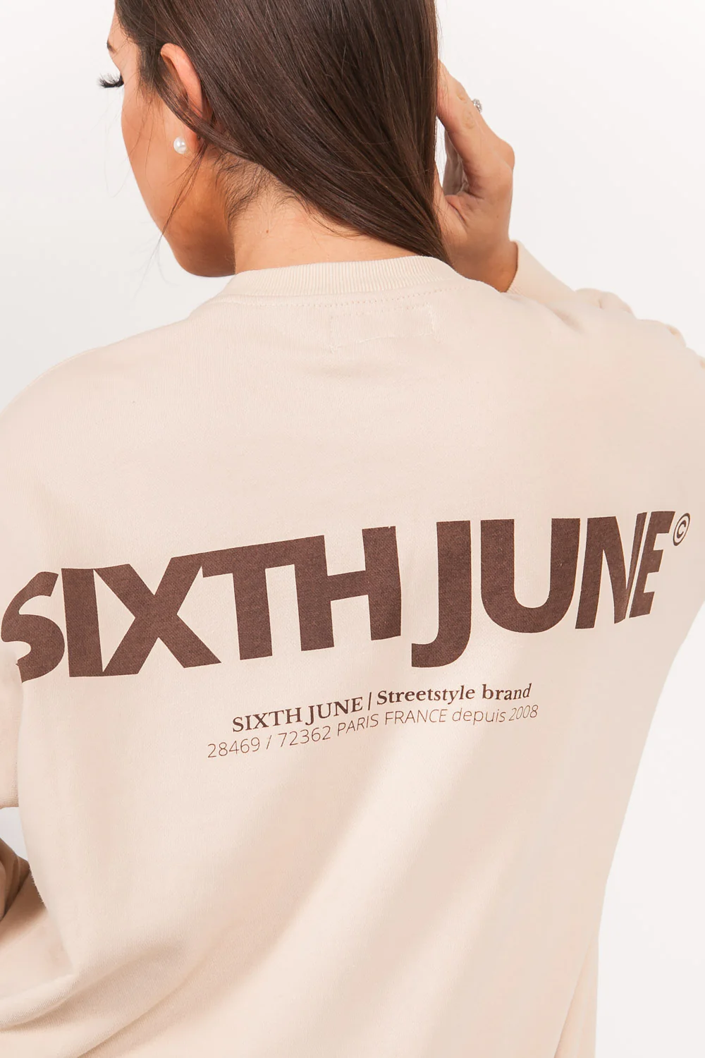 Sweat oversize imprimé beige - Image 3