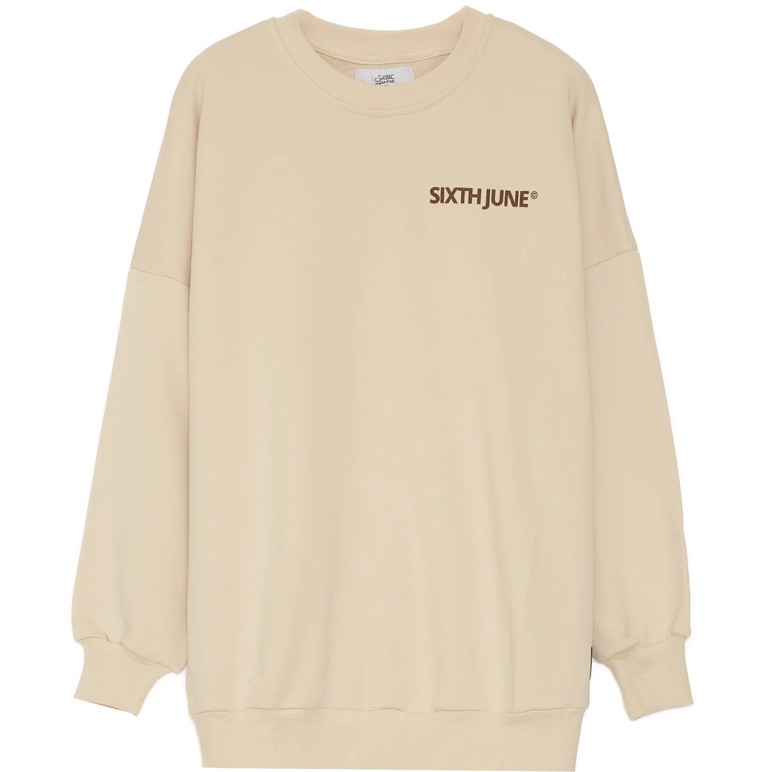 Sweat oversize imprimé beige - Image 7