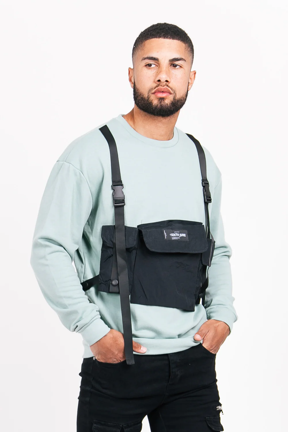 Sweat poche tactique turquoise - Image 3