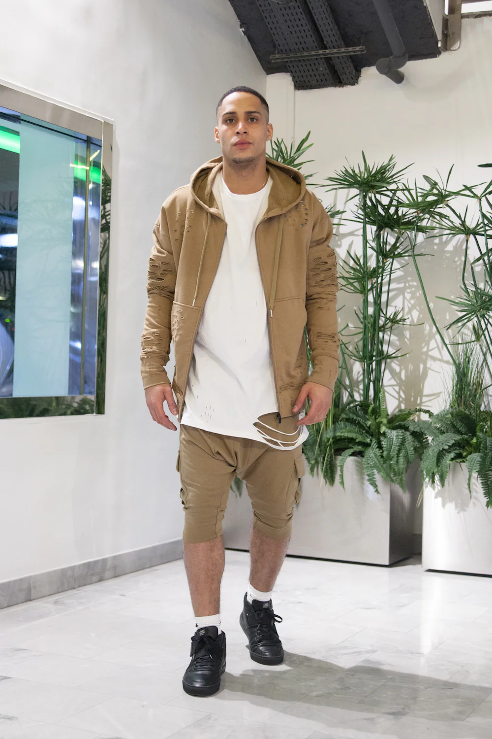Sweat-shirt biker destroy beige M2414VJA - Image 2