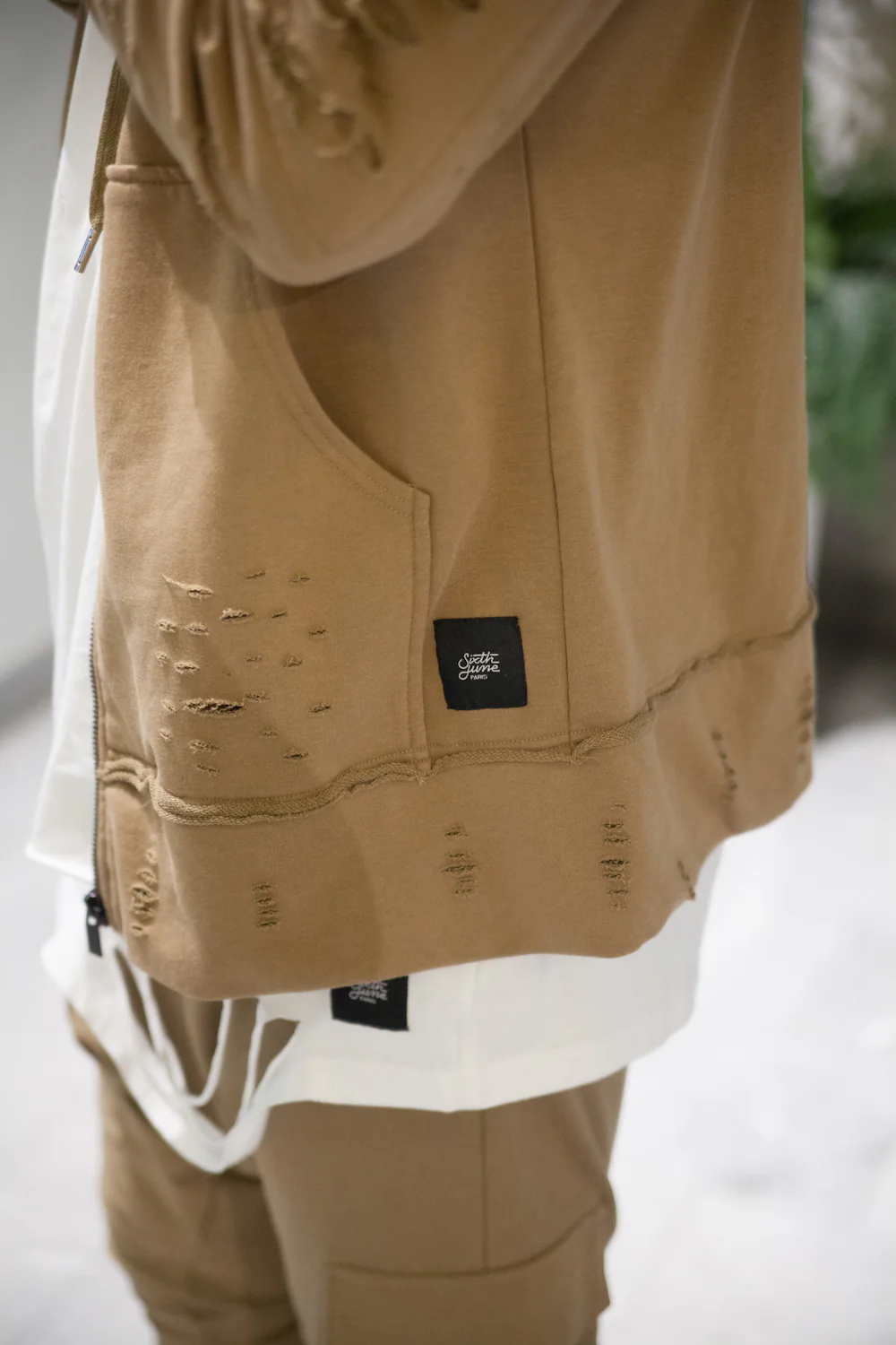 Sweat-shirt biker destroy beige M2414VJA - Image 4