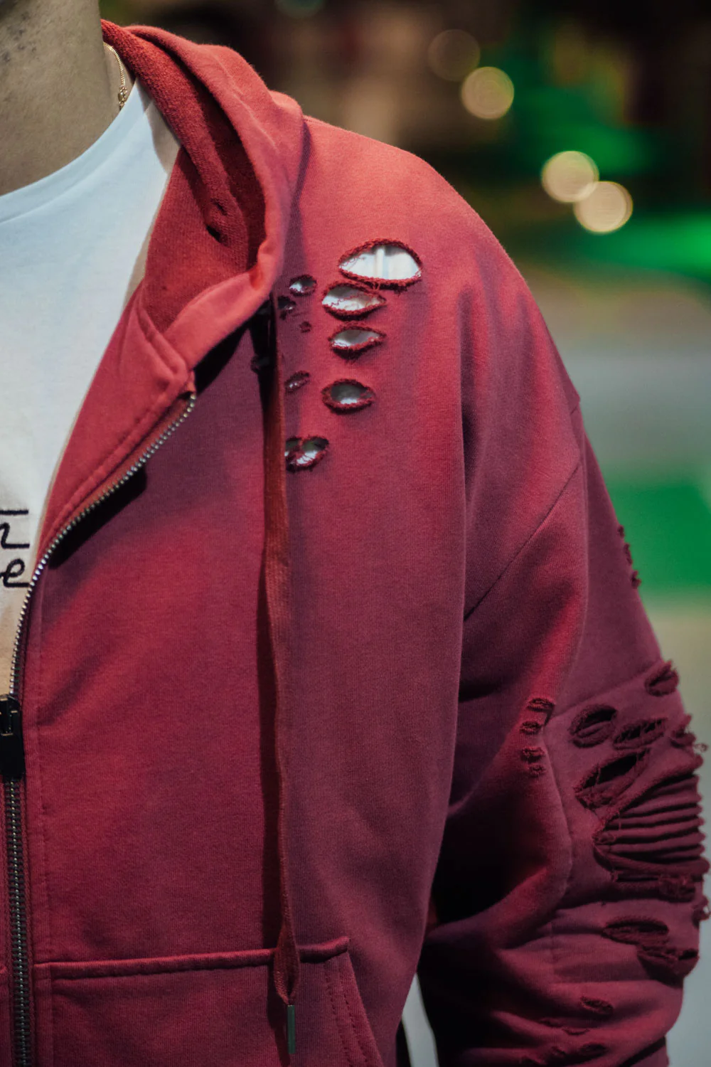 Sweat-shirt biker destroy marsala M2414VJA - Image 3