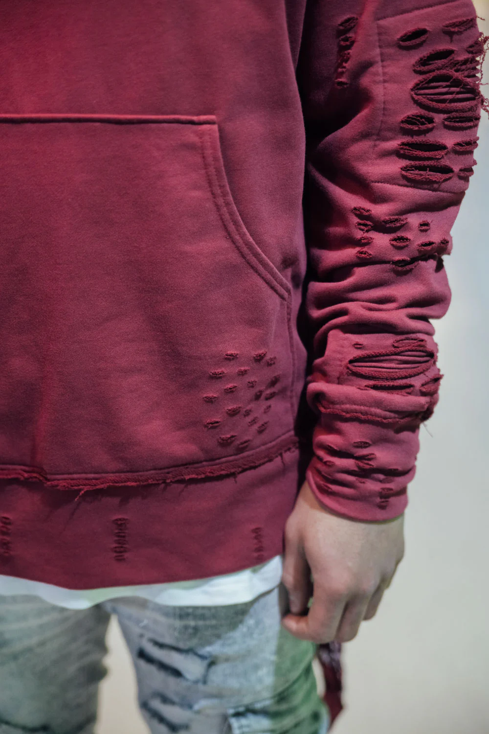 Sweat-shirt biker destroy marsala M2414VJA - Image 5