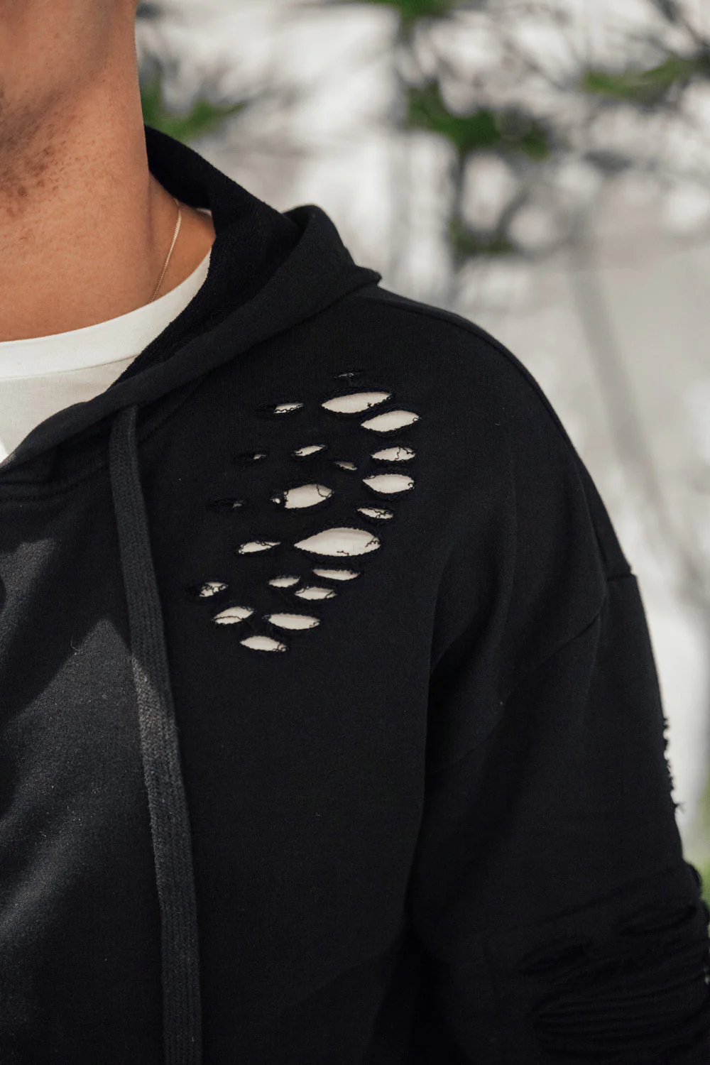 Sweat-shirt biker destroy noir M2414VJA - Image 2