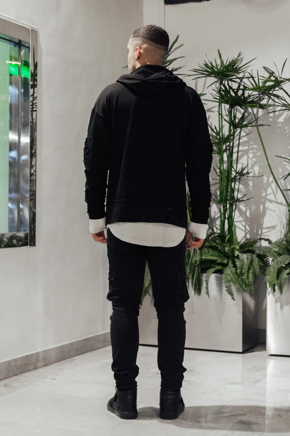 Sweat-shirt biker destroy noir M2414VJA - Image 5