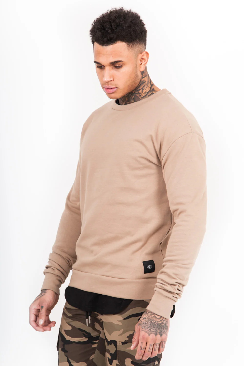Sweat-shirt col rond classique beige - Image 2