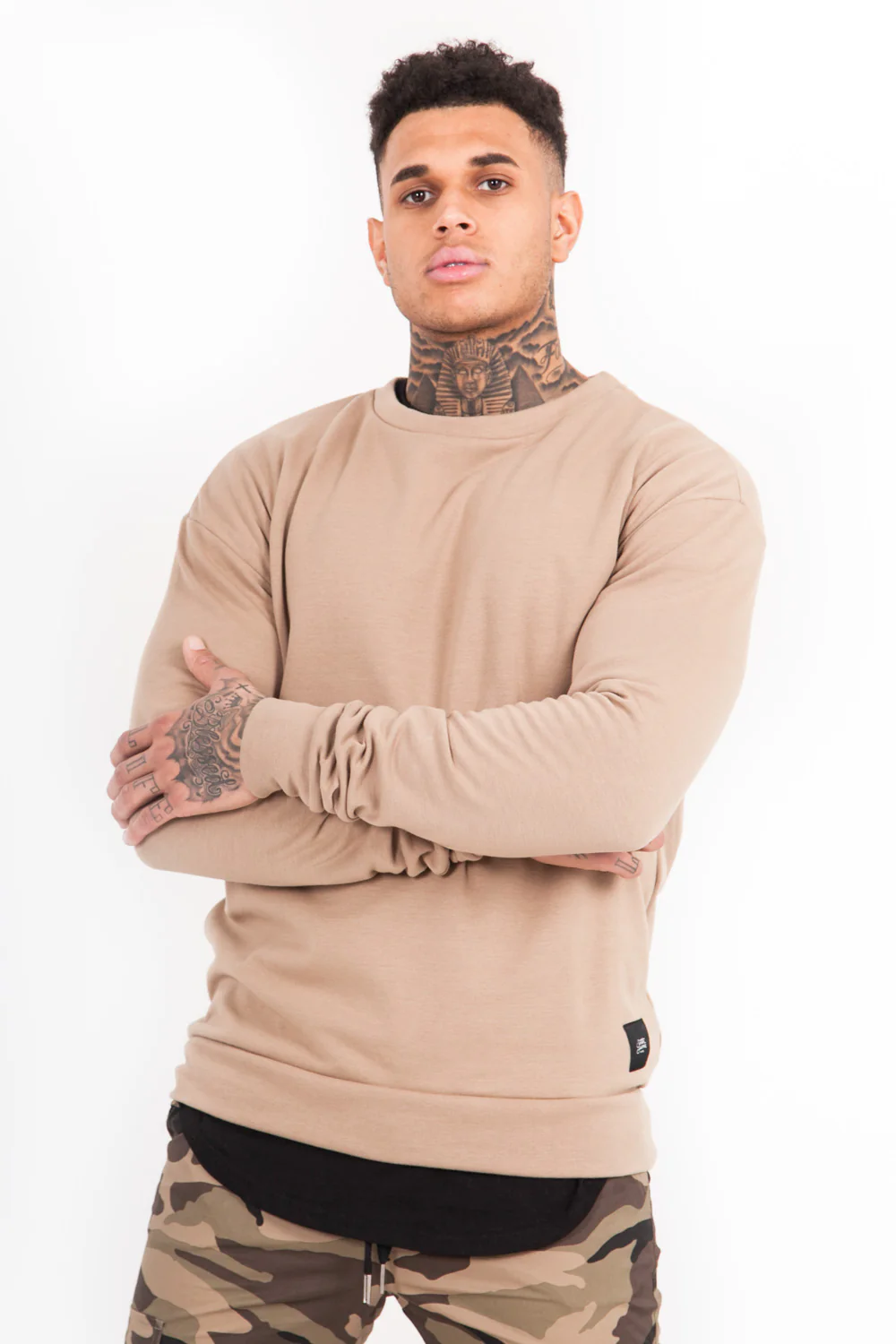 Sweat-shirt col rond classique beige - Image 3