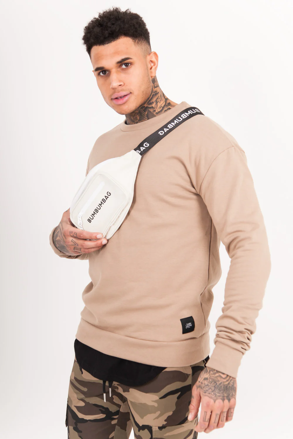 Sweat-shirt col rond classique beige - Image 4