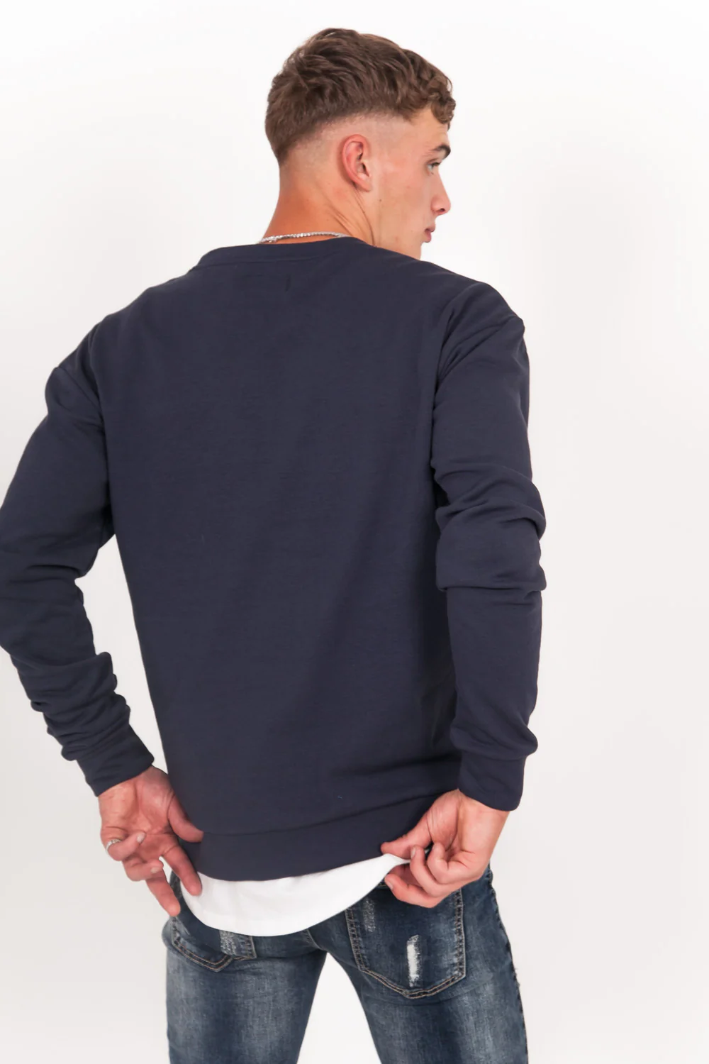 Sweat-shirt col rond classique Sixth June bleu foncé - Image 5
