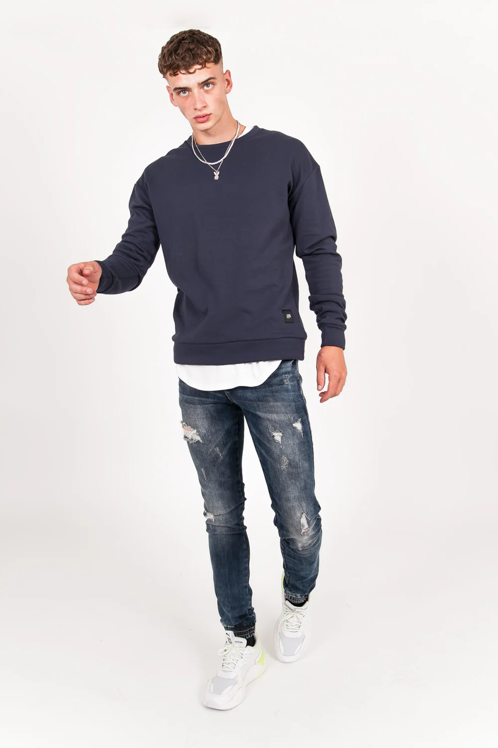 Sweat-shirt col rond classique Sixth June bleu foncé - Image 6
