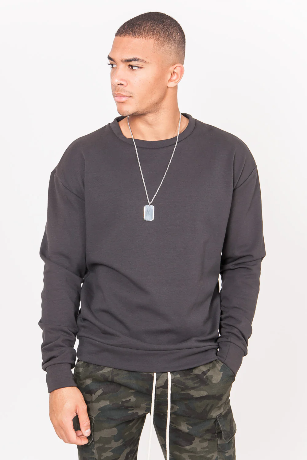 Sweat-shirt col rond classique Sixth June gris foncé - Image 2