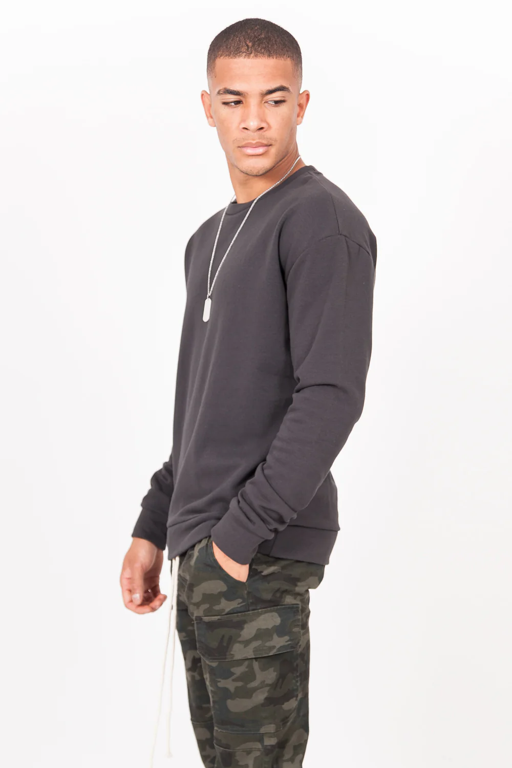 Sweat-shirt col rond classique Sixth June gris foncé - Image 4