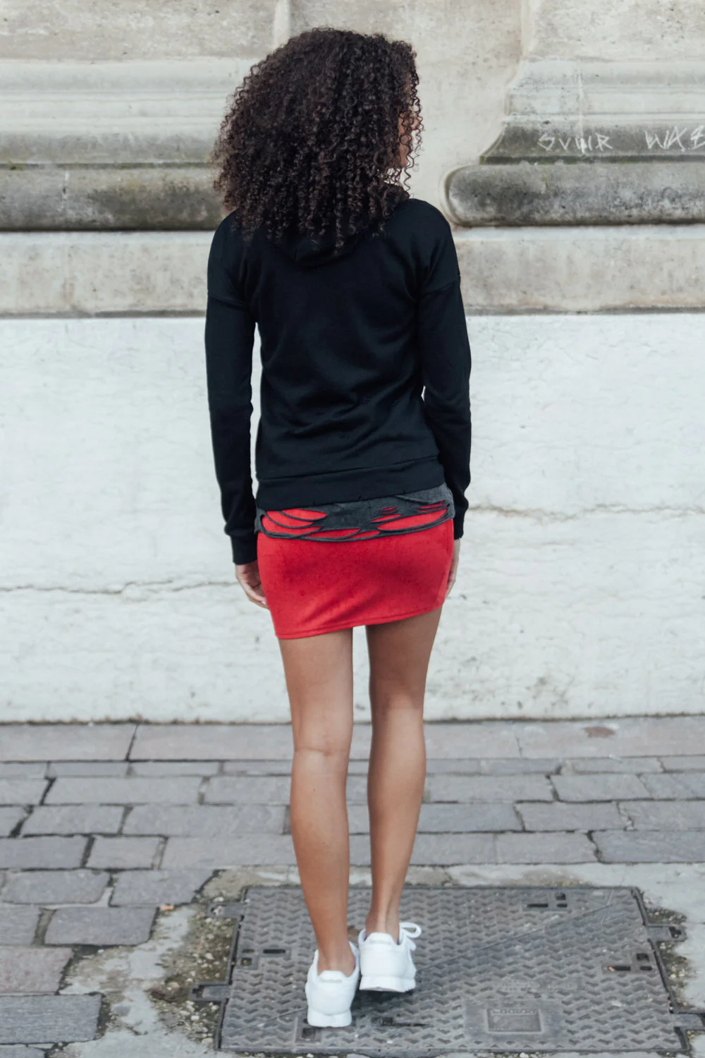 Sweat-shirt Parisiennes destroy noir W2367CS - Image 4