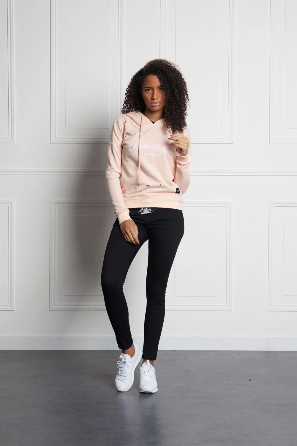 Sweat-shirt Parisiennes destroy rose W2367CS - Image 2
