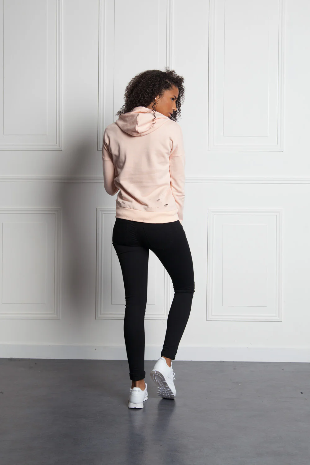 Sweat-shirt Parisiennes destroy rose W2367CS - Image 4
