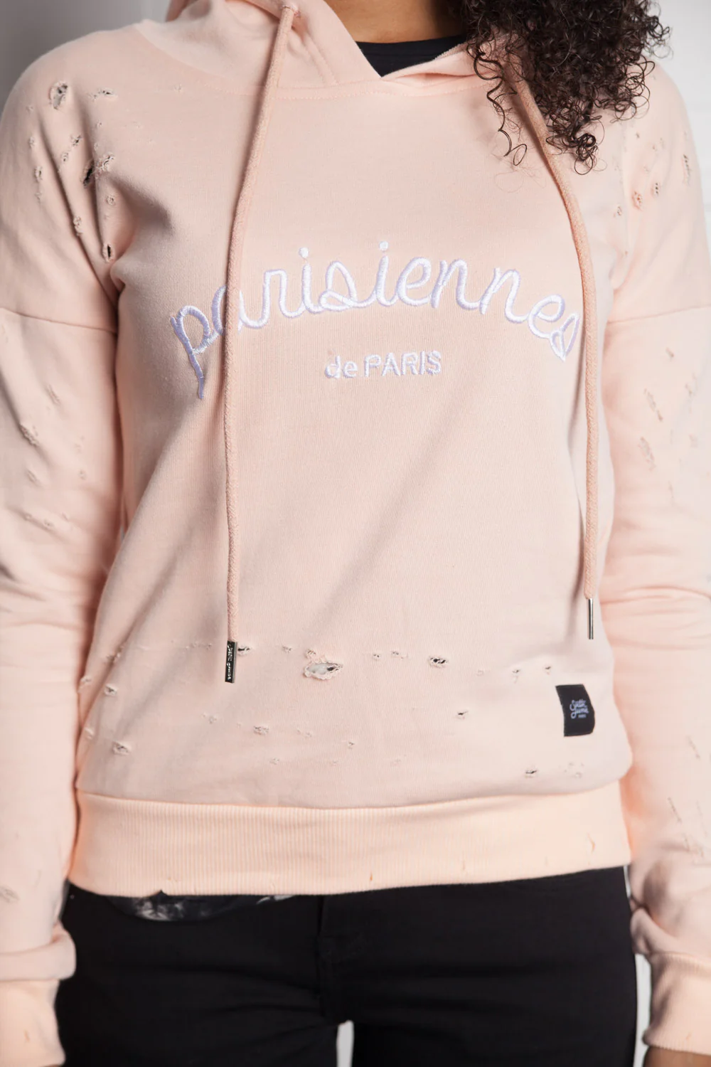 Sweat-shirt Parisiennes destroy rose W2367CS - Image 5