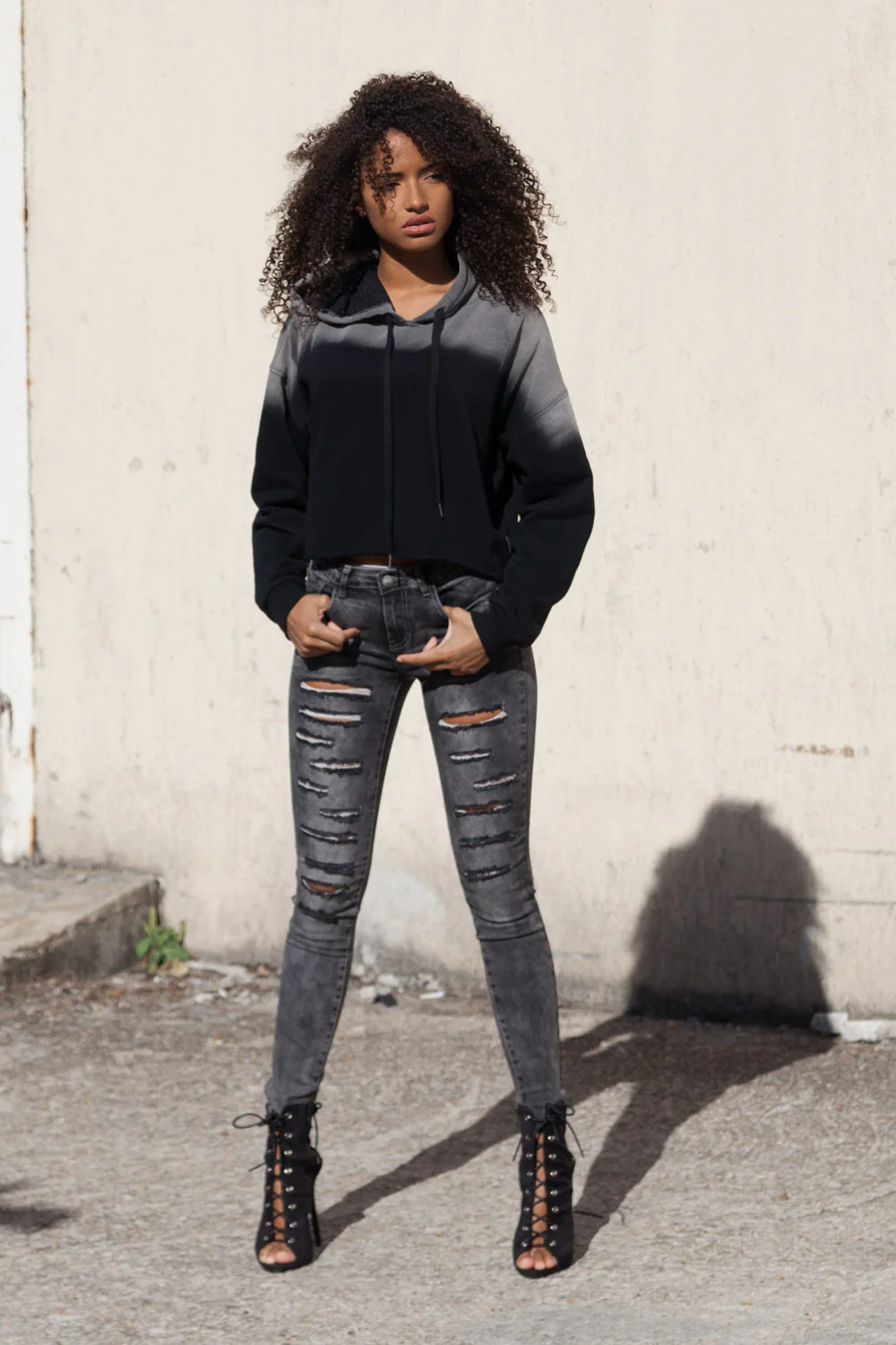 Sweat-shirt tie and dye Femme noir W2326VSW - Image 2