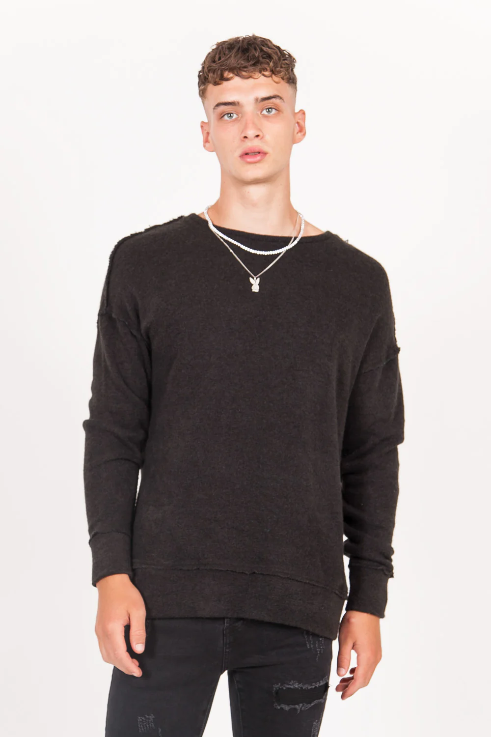 Sweat maille bouclée noir M2201KKN - Image 2