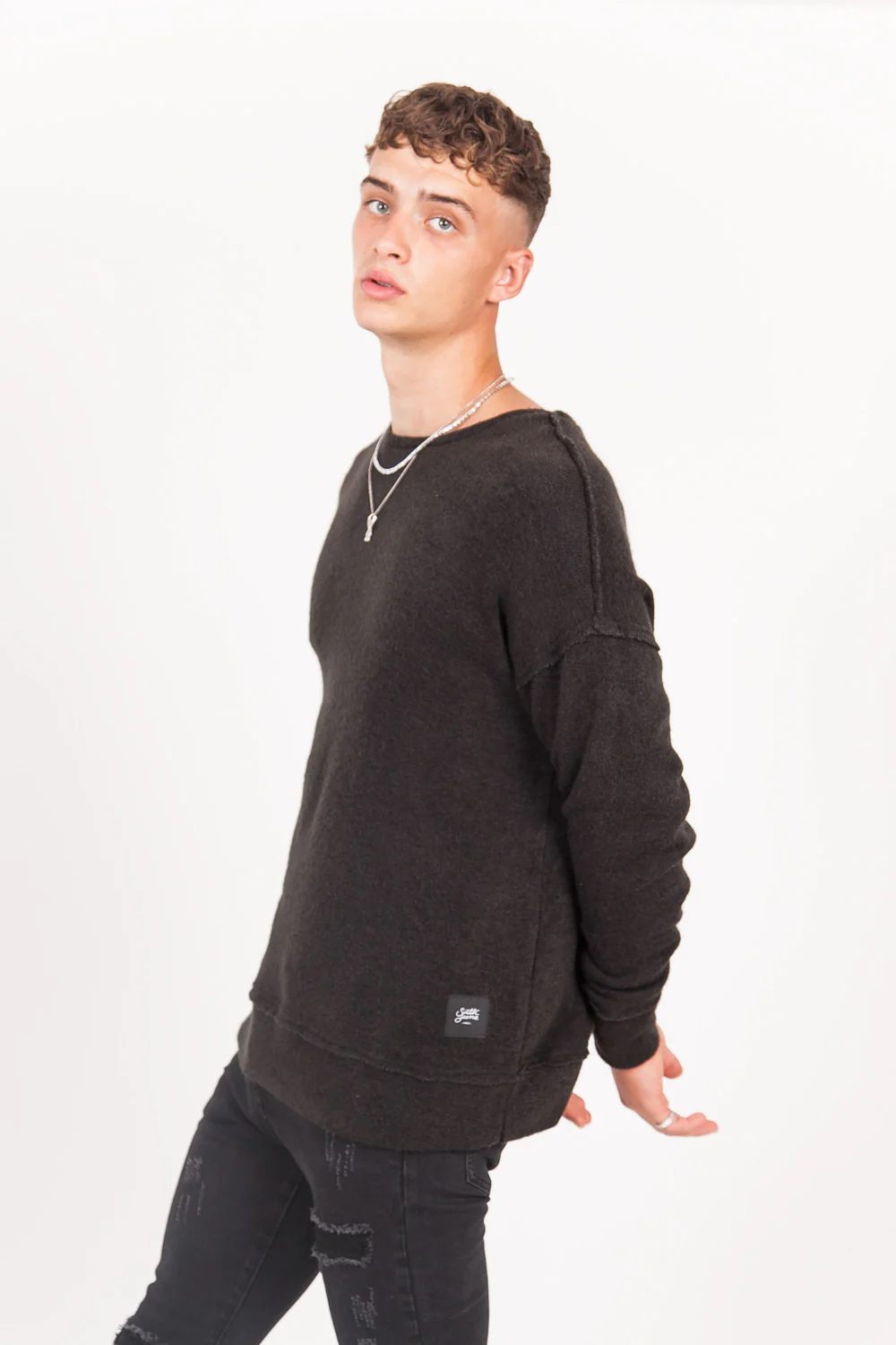 Sweat maille bouclée noir M2201KKN - Image 4