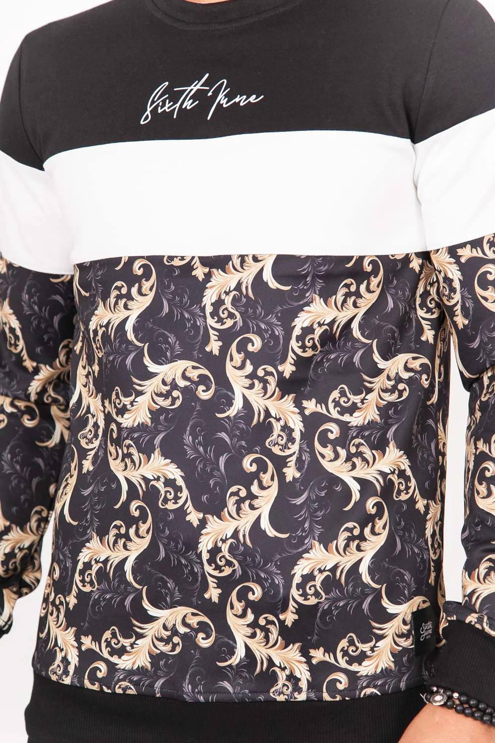 Sweat tricolore baroque noir blanc or - Image 4