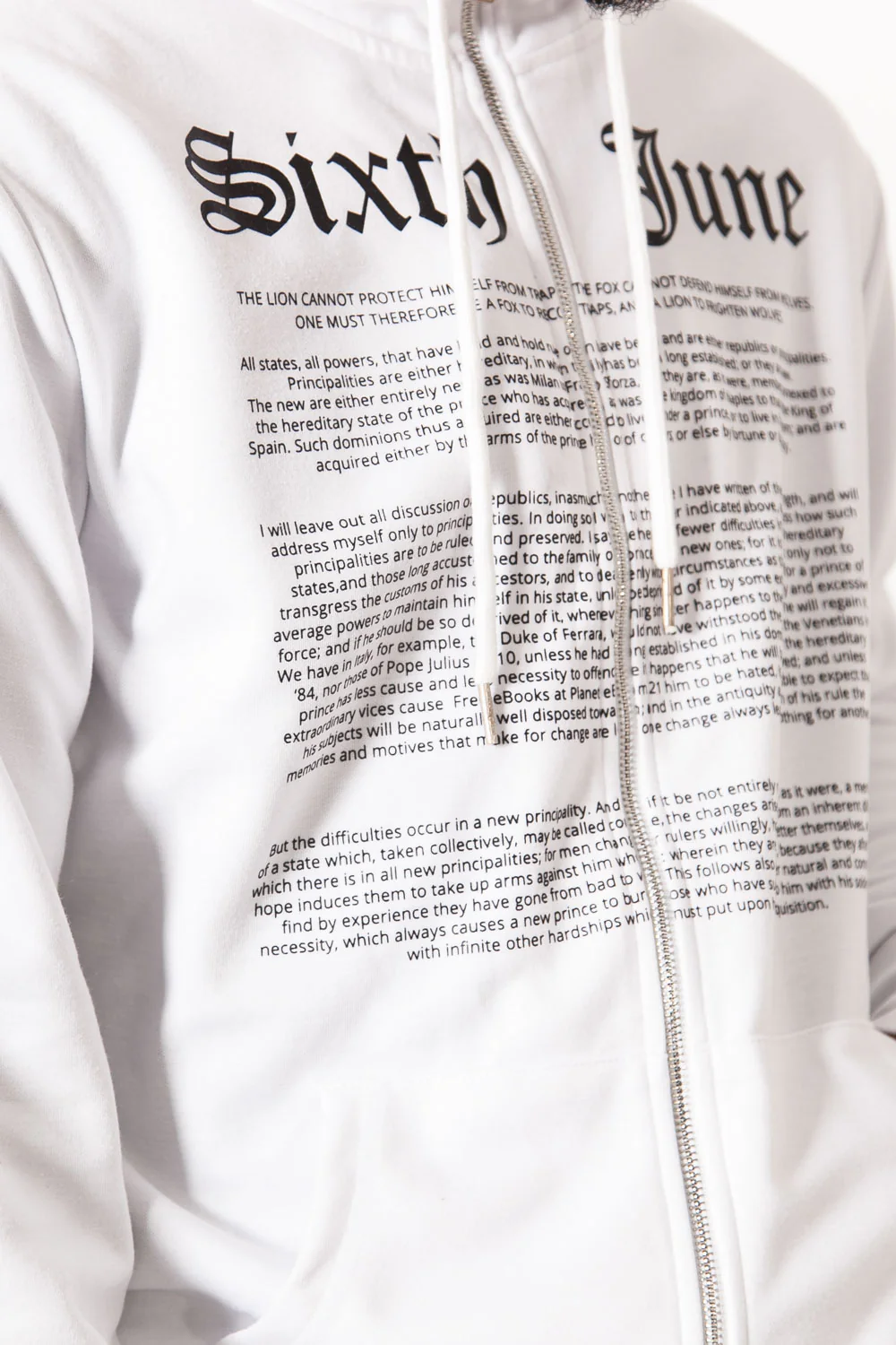 Sweat zippé texté imprimé blanc - Image 3