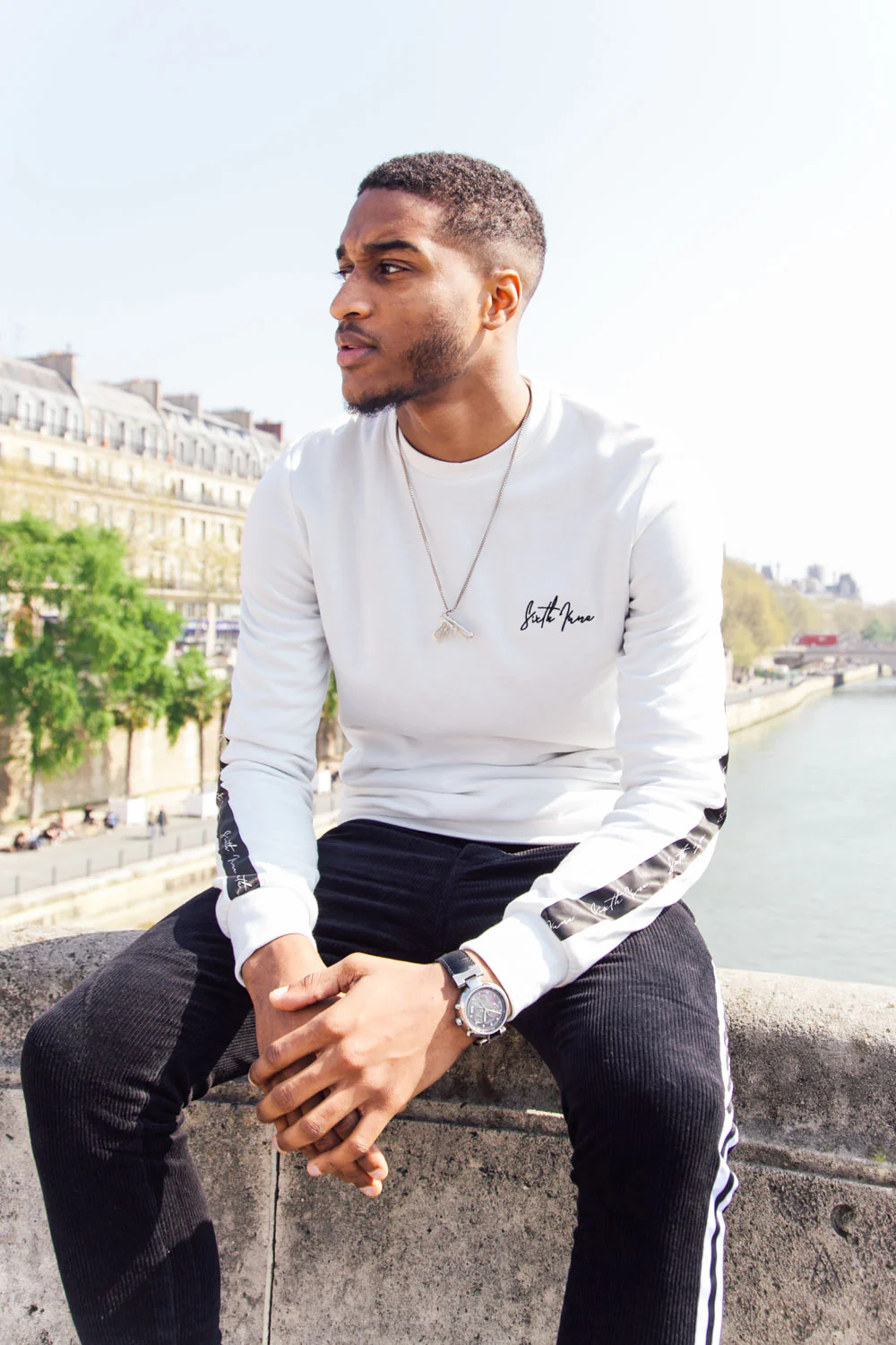Sweatshirt bande dos blanc - Image 6