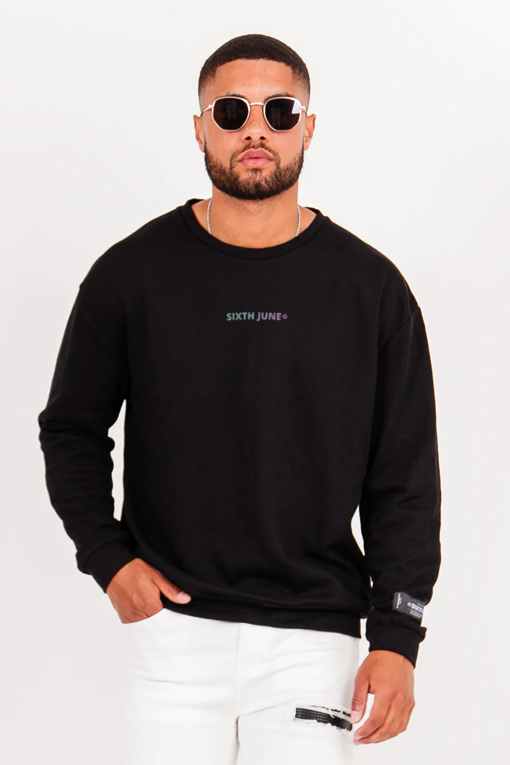 Sweat col rond logo noir - Image 2