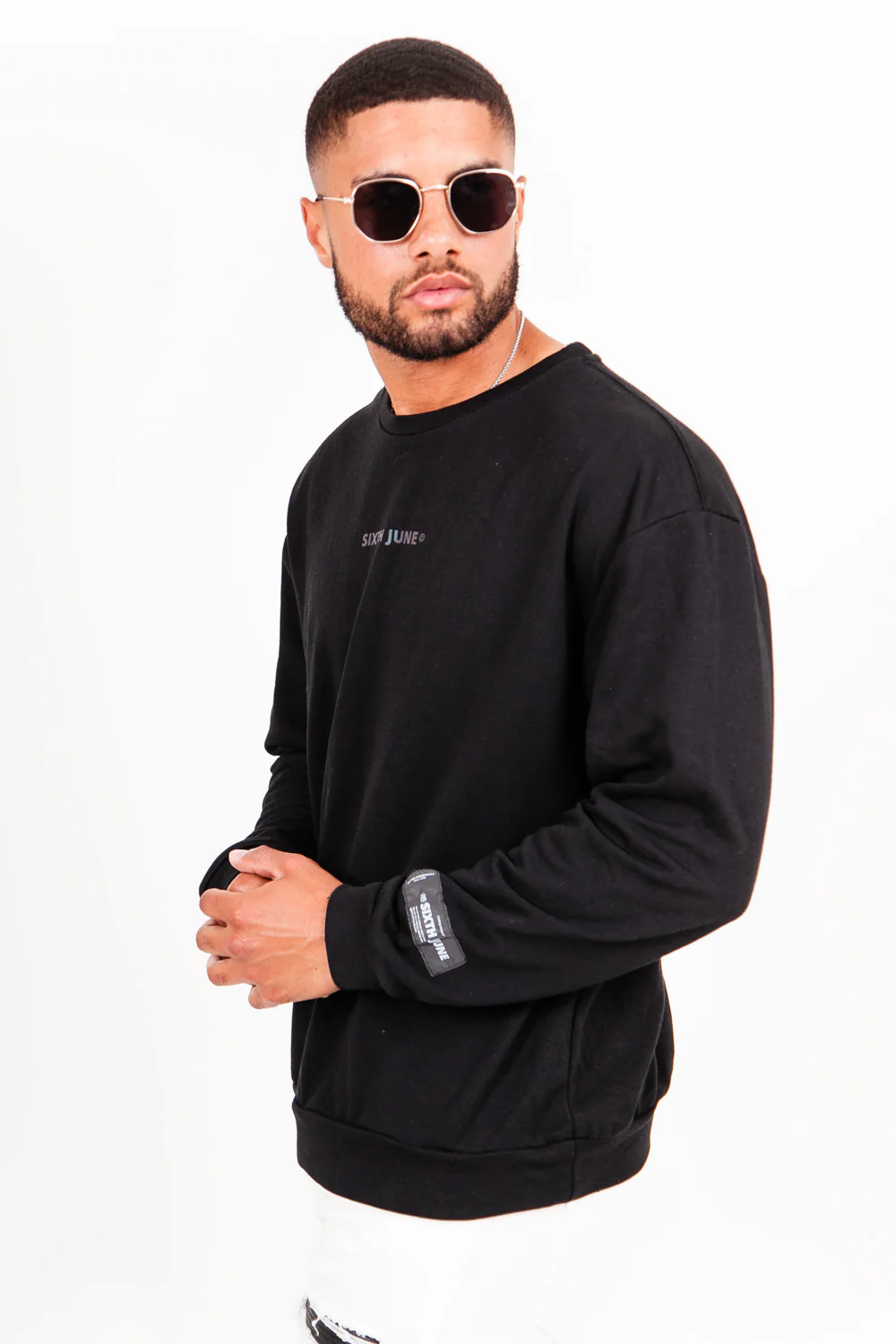 Sweat col rond logo noir - Image 3