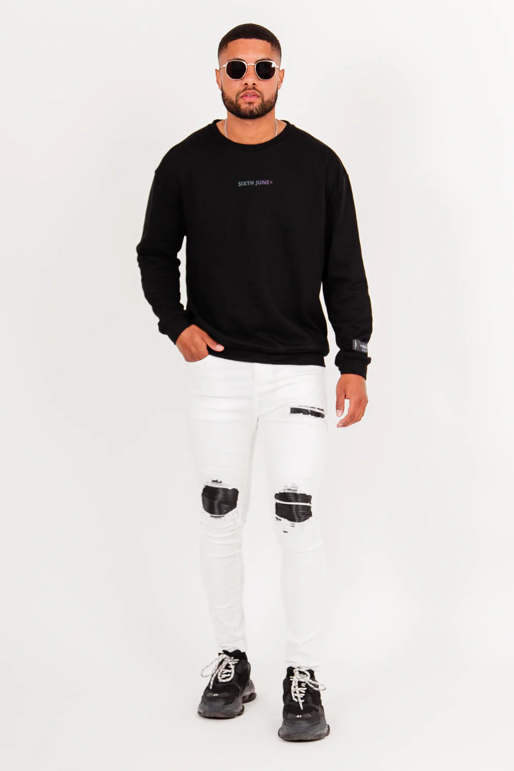 Sweat col rond logo noir - Image 5