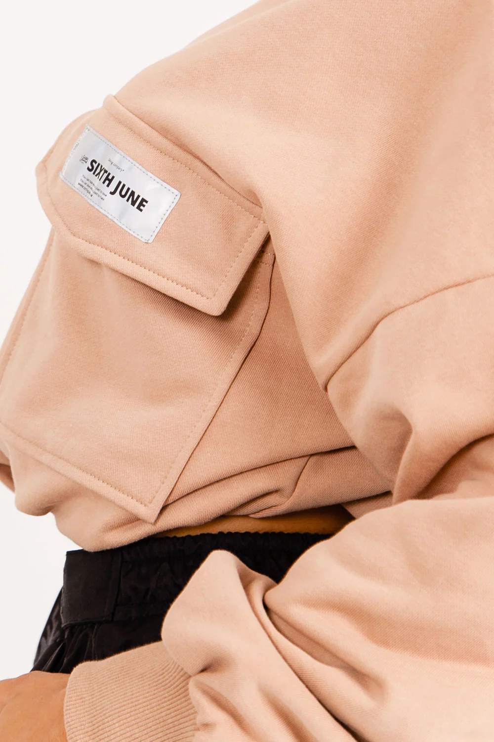 Logo patch sweatshirt beige - Image 3