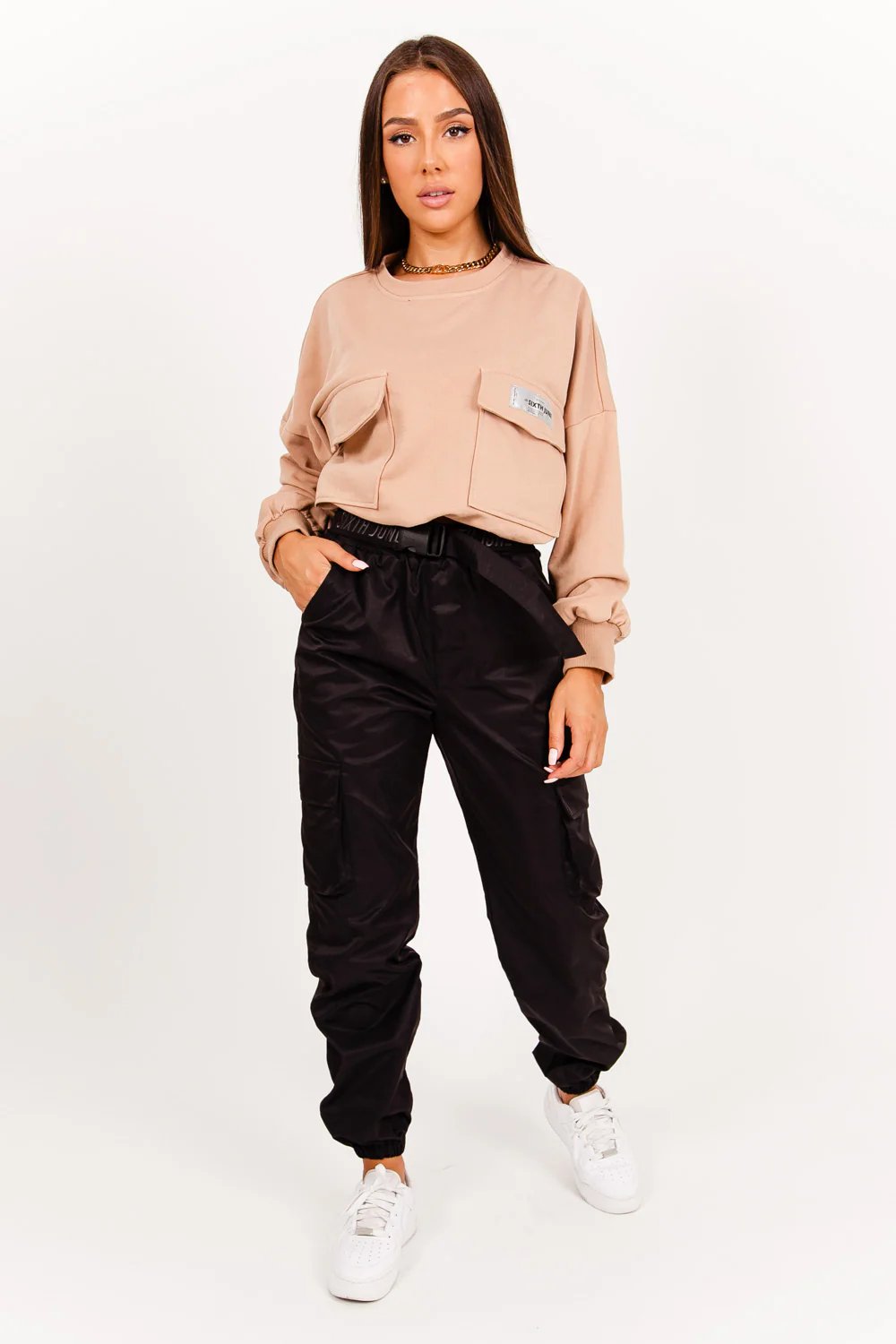 Logo patch sweatshirt beige - Image 5