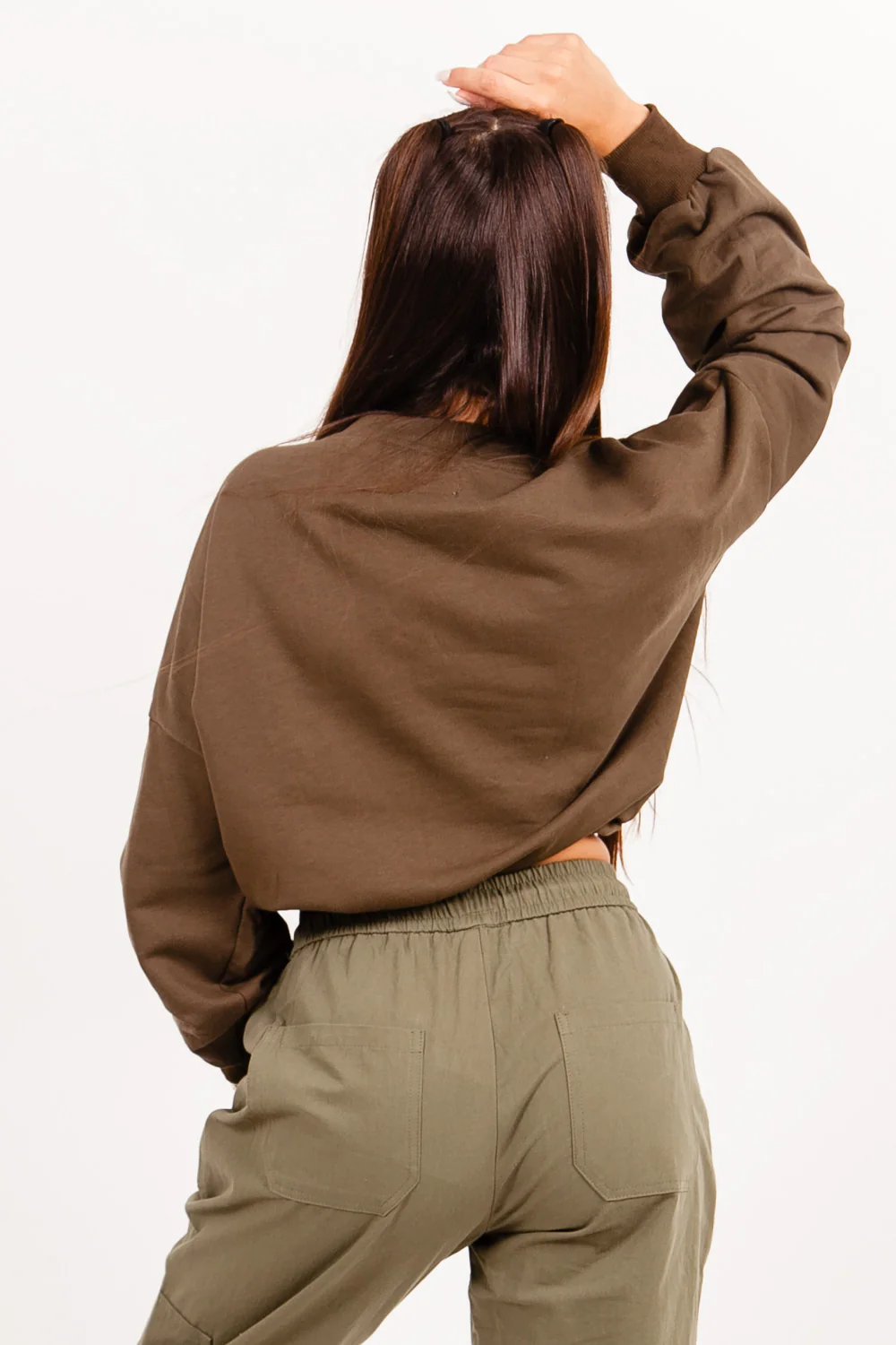 Logo patch sweatshirt kaki - Image 4